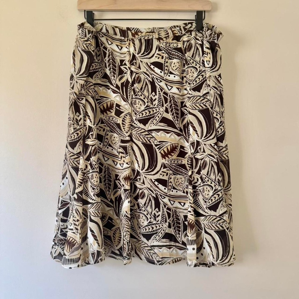 Brown cream 90s Y2K tribal graphic floral design skirt XL